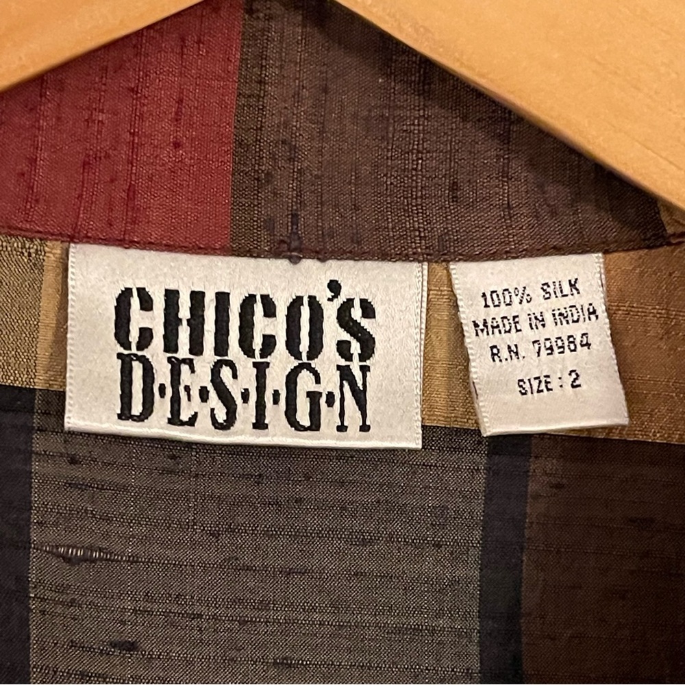 Vintage 1990’s Chico’s Design Silk Button-Front Check Plaid Jacket - Picture 11 of 13